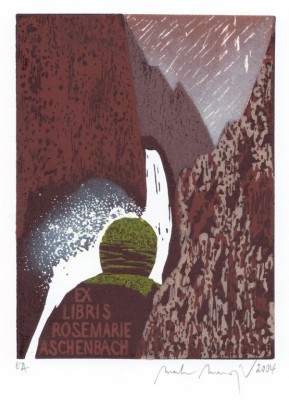 "Vodopád", Exlibris Rosemarie Aschenbach